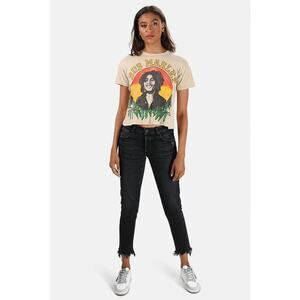 Moussy Vintage Staley Tapered Frayed Hem Jeans in 020 Black 25